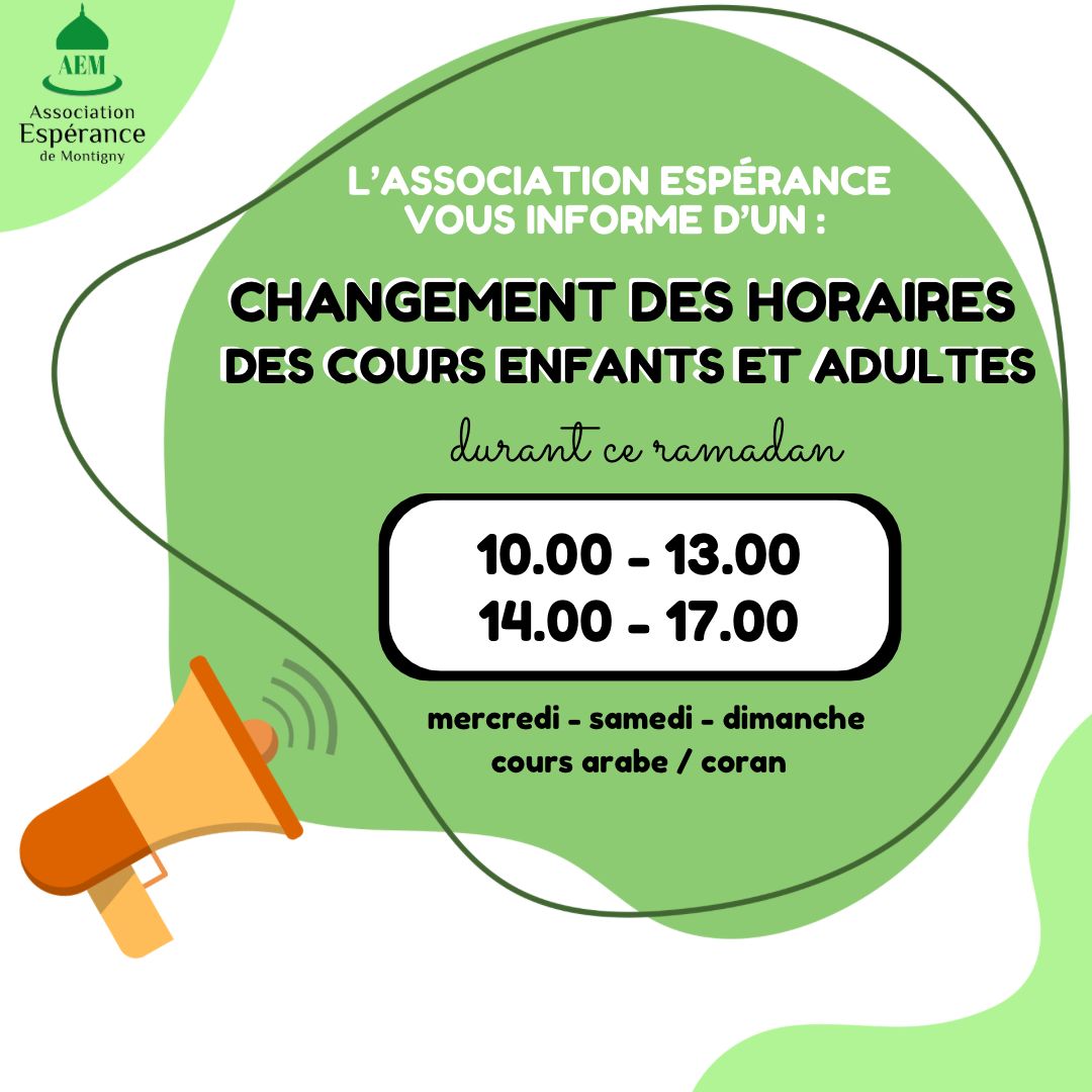 Changement des horaires
